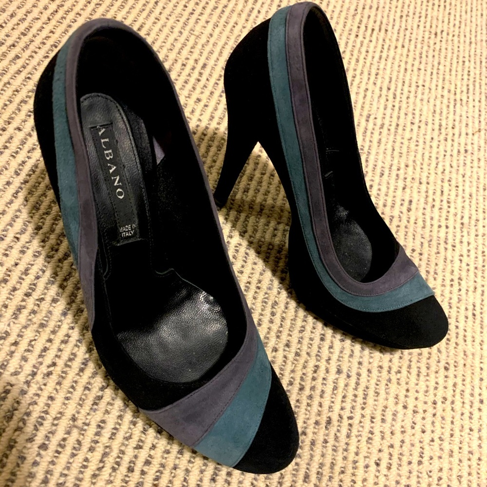 Black suede & leather Italian 4” heels